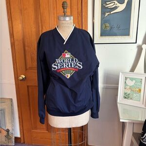 Majestic Navy V-Neck Windbreaker- World Series 2008! Medium.